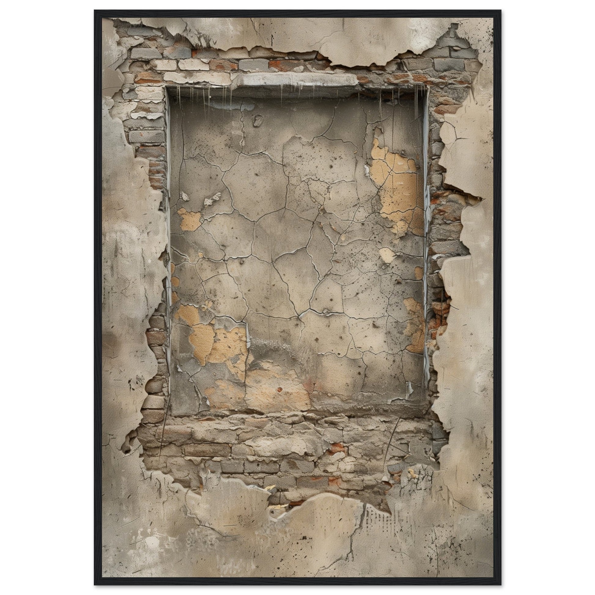 Poster Trompe l'oeil Mur ( 70x100-cm-Bois-noir)