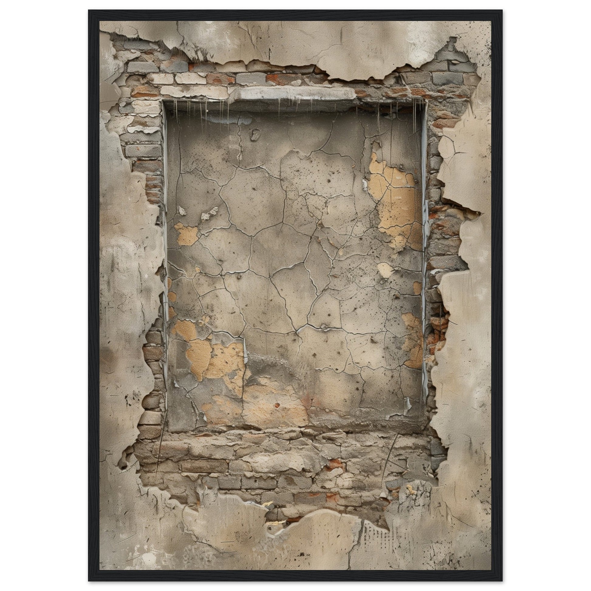 Poster Trompe l'oeil Mur ( 50x70-cm-Bois-noir)