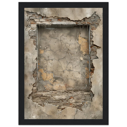 Poster Trompe l'oeil Mur ( 21x29.7-cm-Bois-noir)