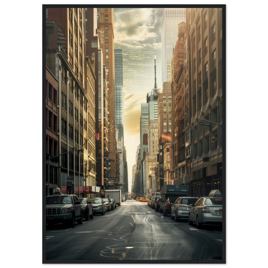 Poster Trompe l'oeil New York ( 70x100-cm-Bois-noir)