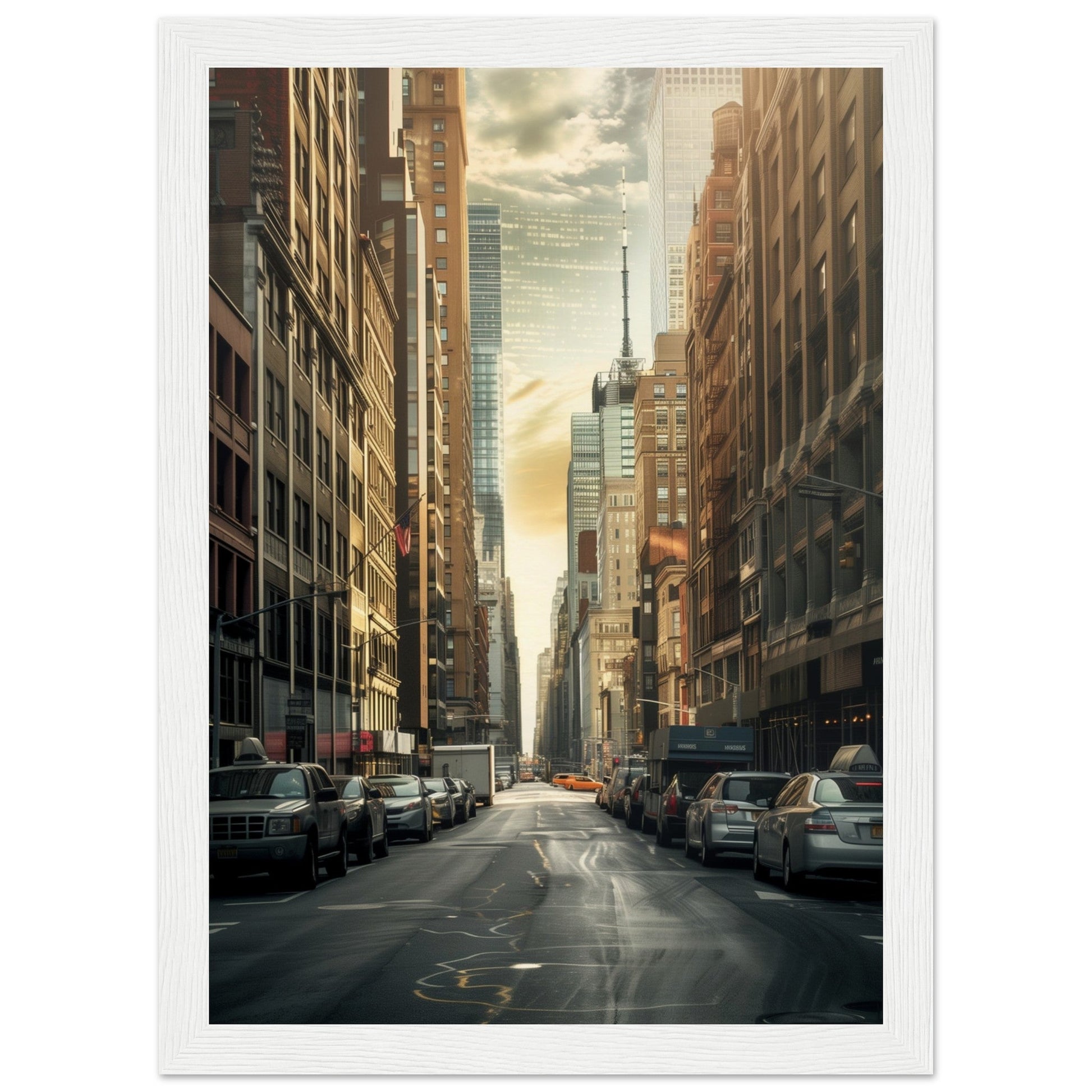 Poster Trompe l'oeil New York ( 21x29.7-cm-Bois-blanc)