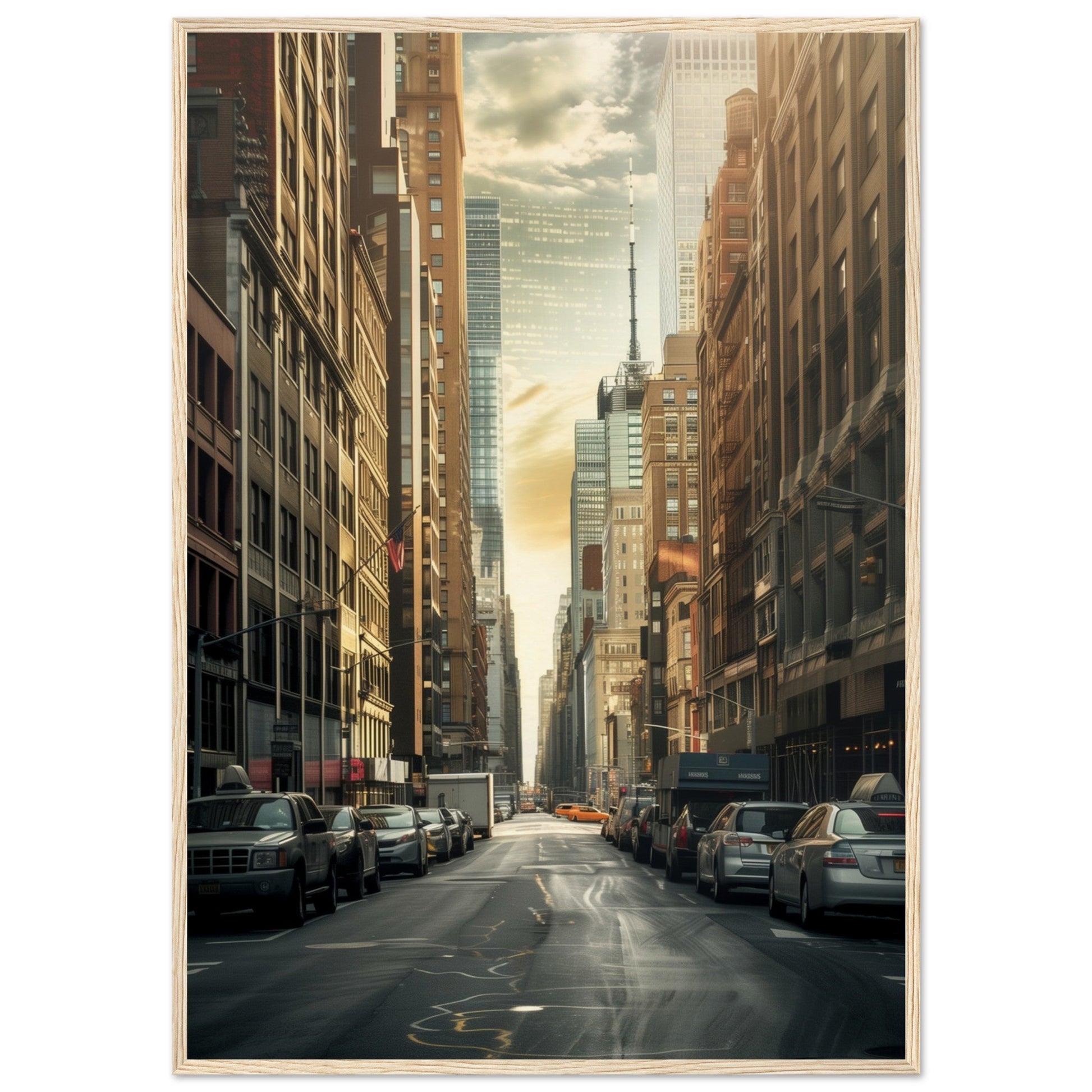 Poster Trompe l'oeil New York ( 70x100-cm-Bois-clair)