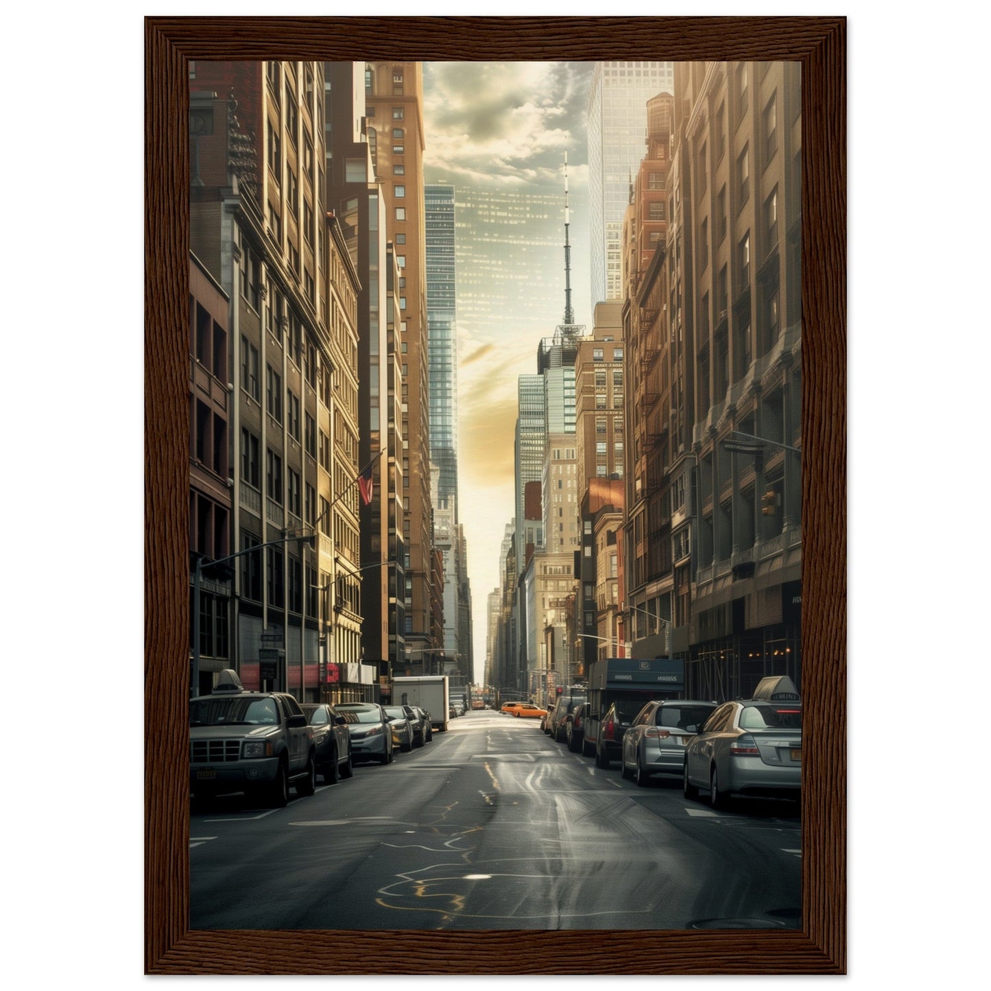 Poster Trompe l'oeil New York ( 21x29.7-cm-Bois-foncé)