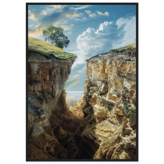 Poster Trompe l'œil Paysage ( 70x100-cm-Bois-noir)