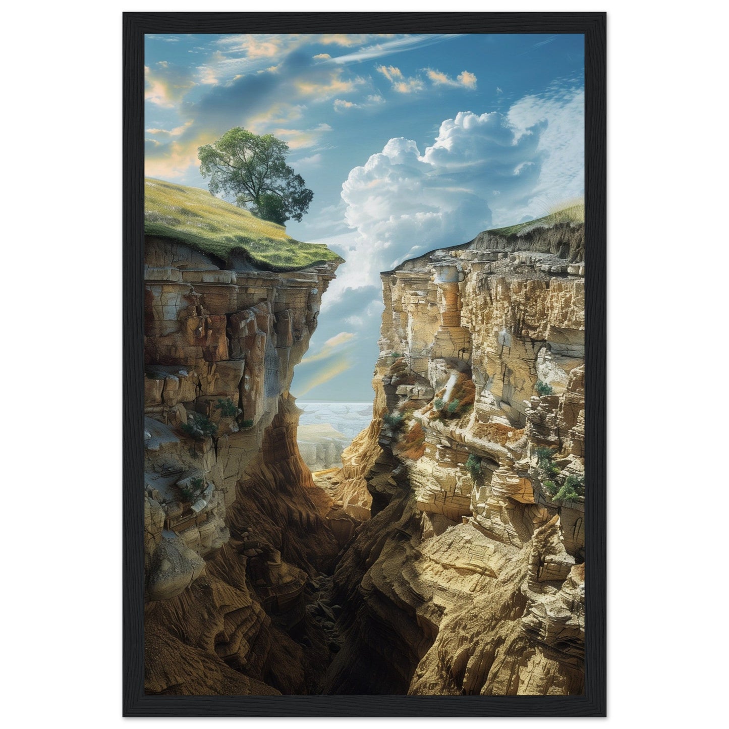 Poster Trompe l'œil Paysage ( 30x45-cm-Bois-noir)