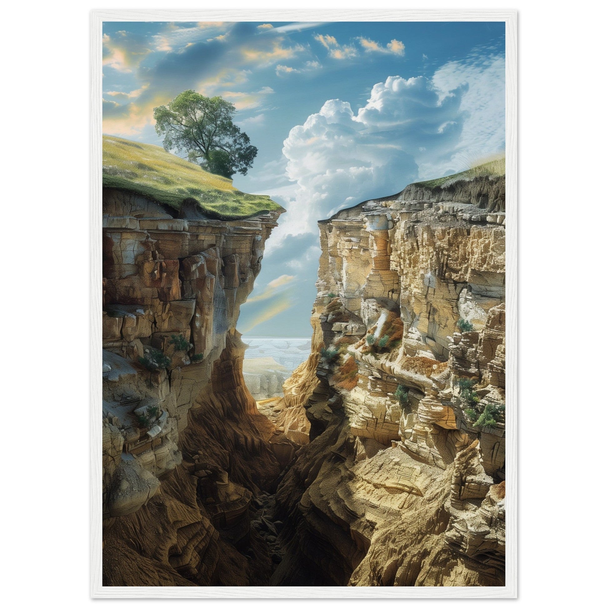 Poster Trompe l'œil Paysage ( 50x70-cm-Bois-blanc)