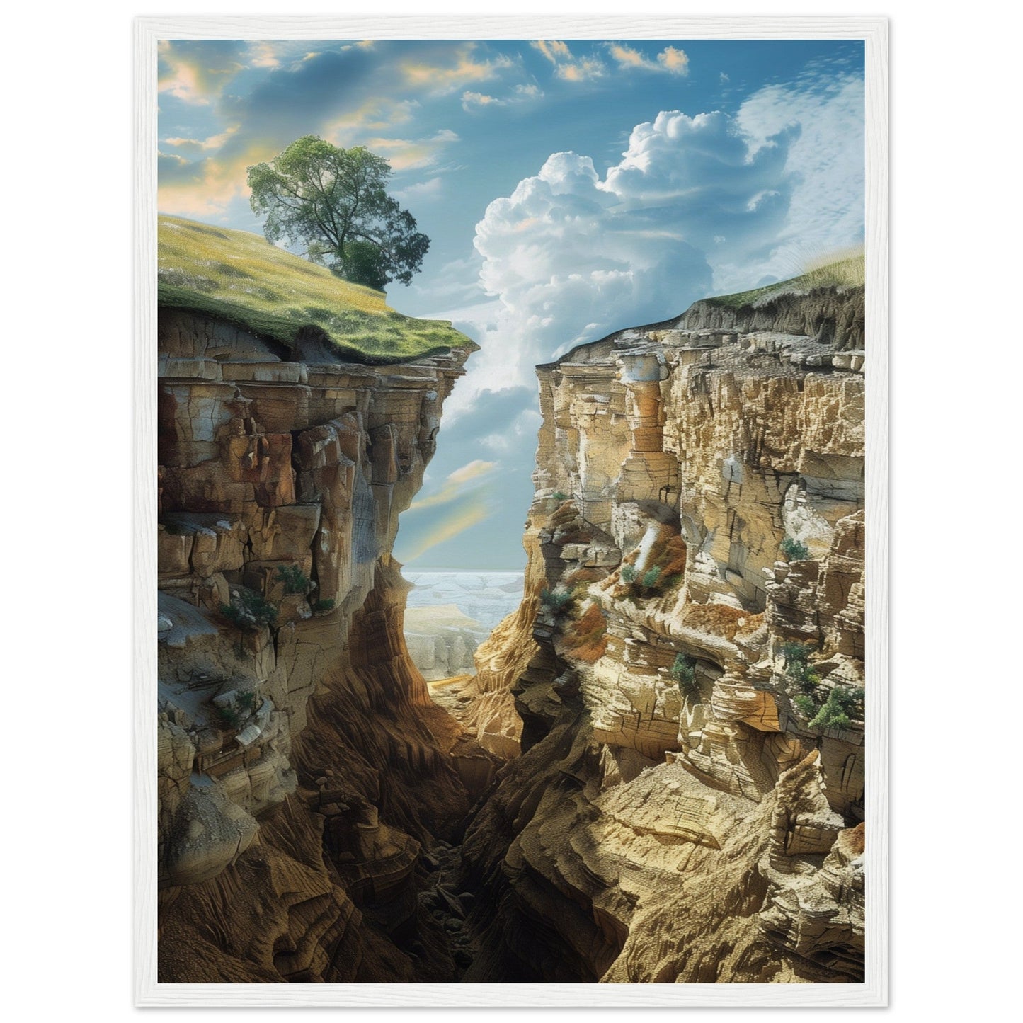 Poster Trompe l'œil Paysage ( 45x60-cm-Bois-blanc)