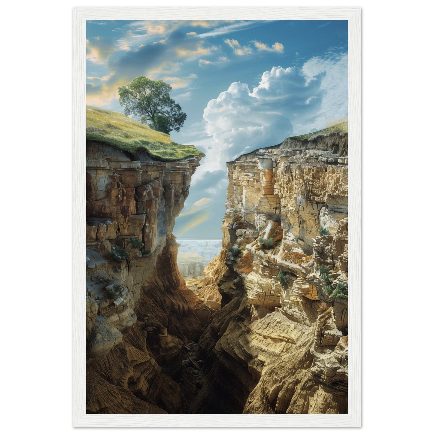 Poster Trompe l'œil Paysage ( 30x45-cm-Bois-blanc)