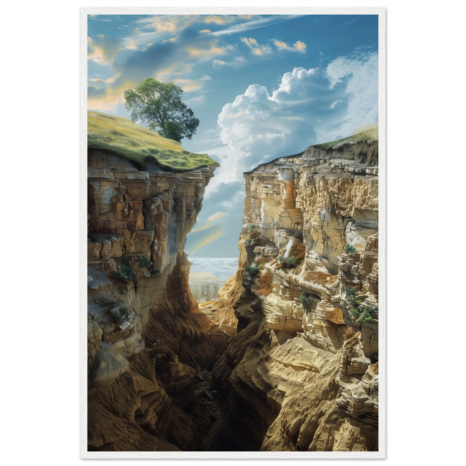 Poster Trompe l'œil Paysage ( 60x90-cm-Bois-blanc)