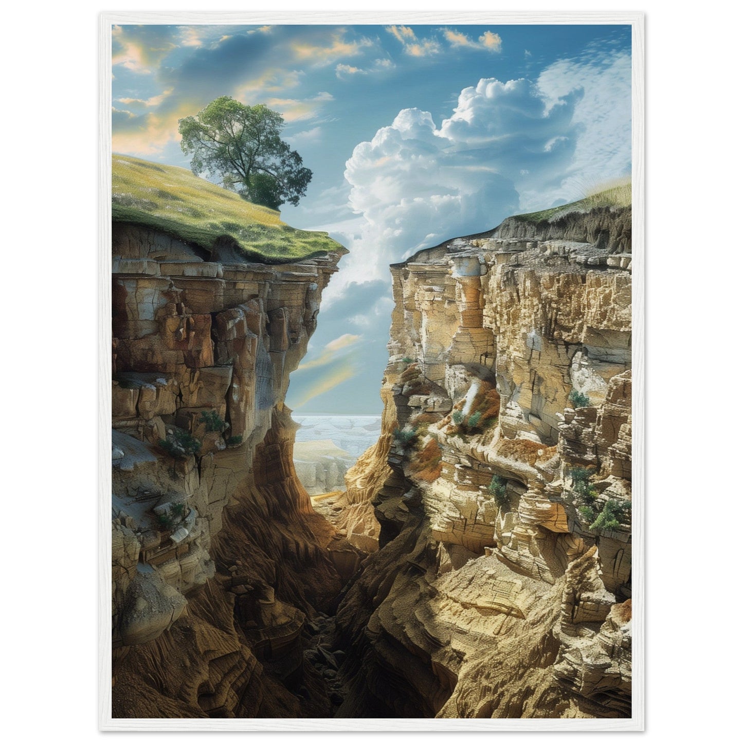 Poster Trompe l'œil Paysage ( 60x80-cm-Bois-blanc)