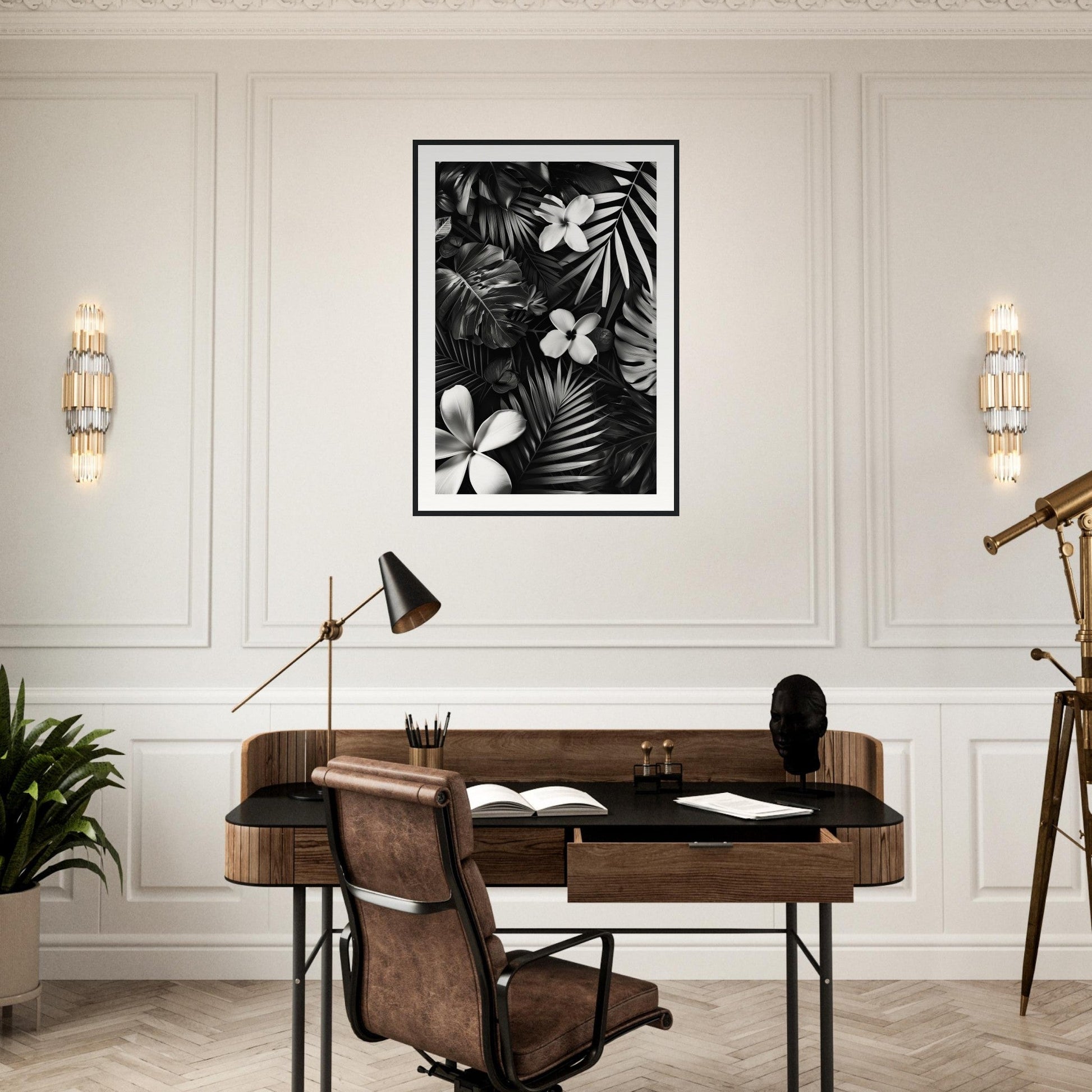 Poster Tropical Noir et Blanc ( )