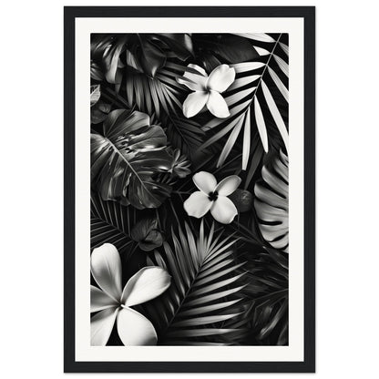 Poster Tropical Noir et Blanc ( 30x45-cm-Bois-noir)