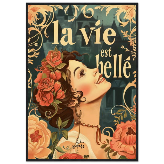 Poster Typographie Art Nouveau ( 70x100-cm-Bois-noir)