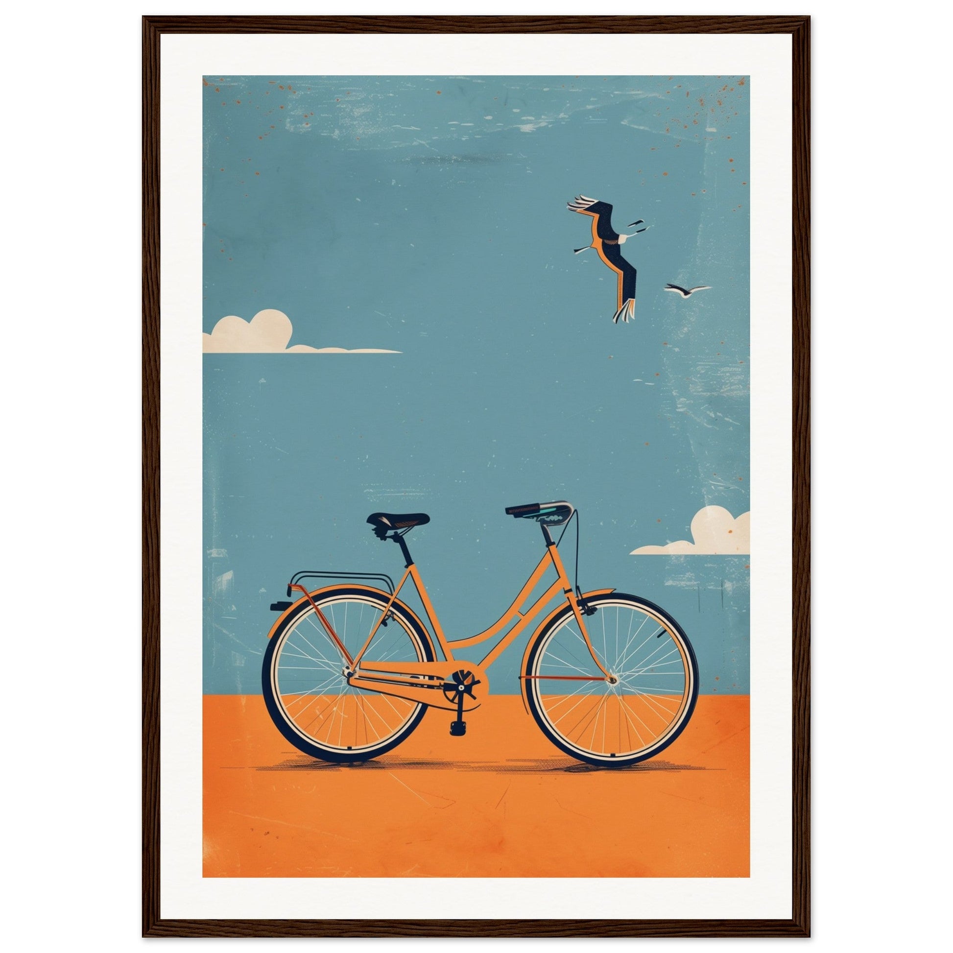 Poster Vélo ( 50x70-cm-Bois-foncé)