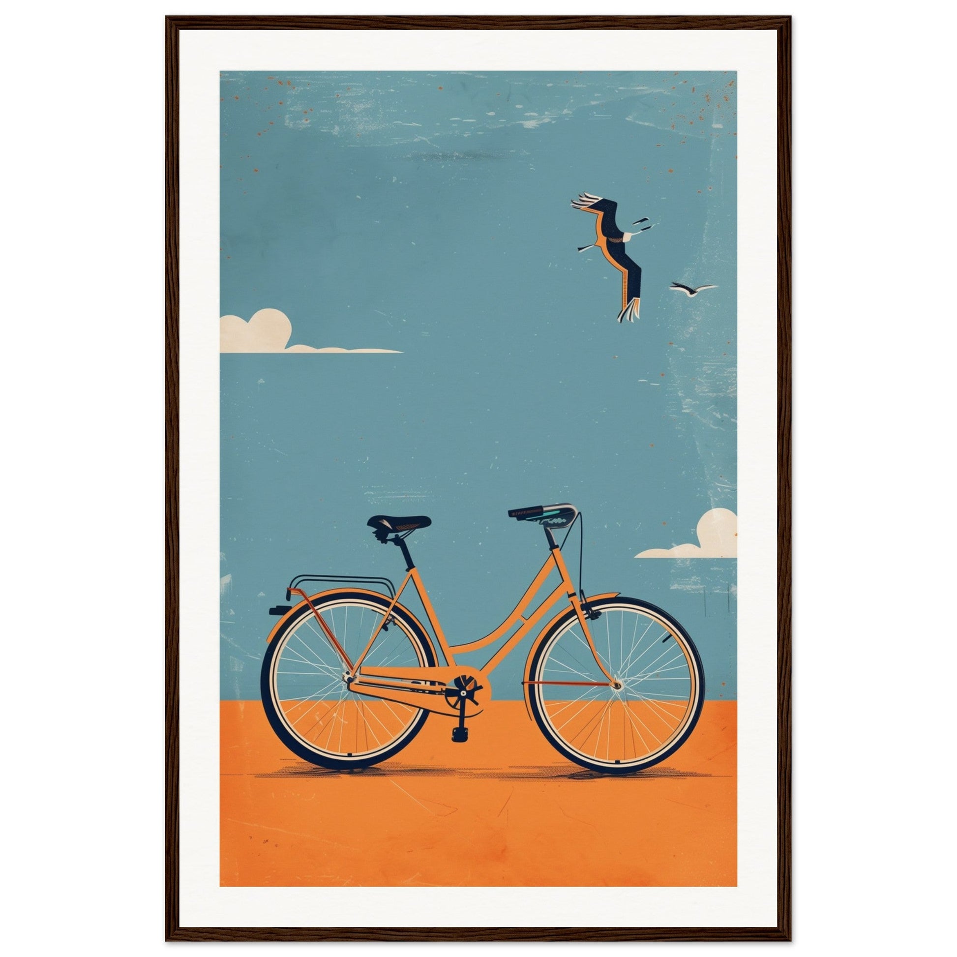 Poster Vélo ( 60x90-cm-Bois-foncé)