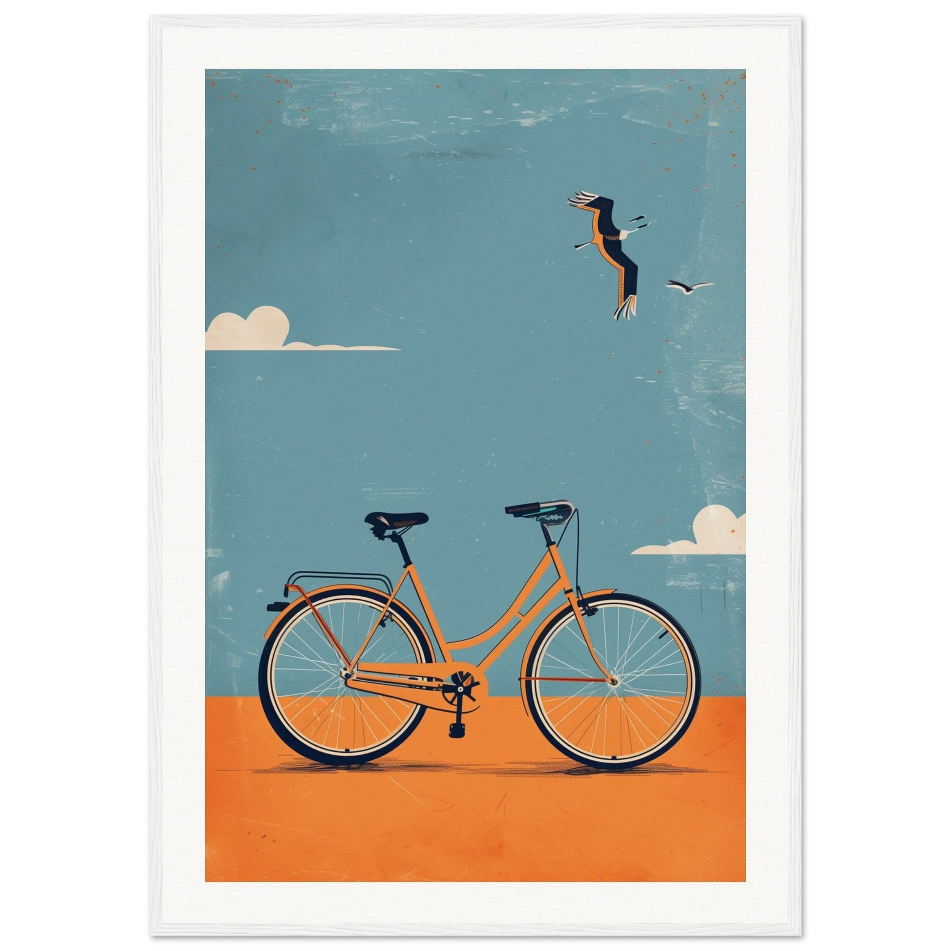 Poster Vélo ( 70x100-cm-Bois-blanc)