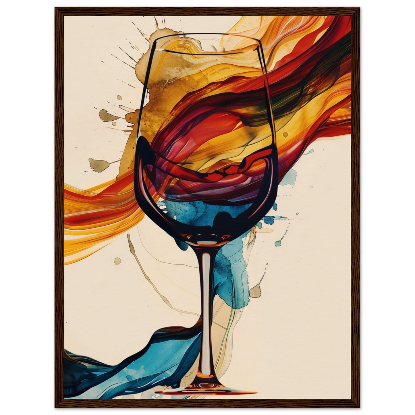 Poster Verre de Vin ( 45x60-cm-Bois-foncé)