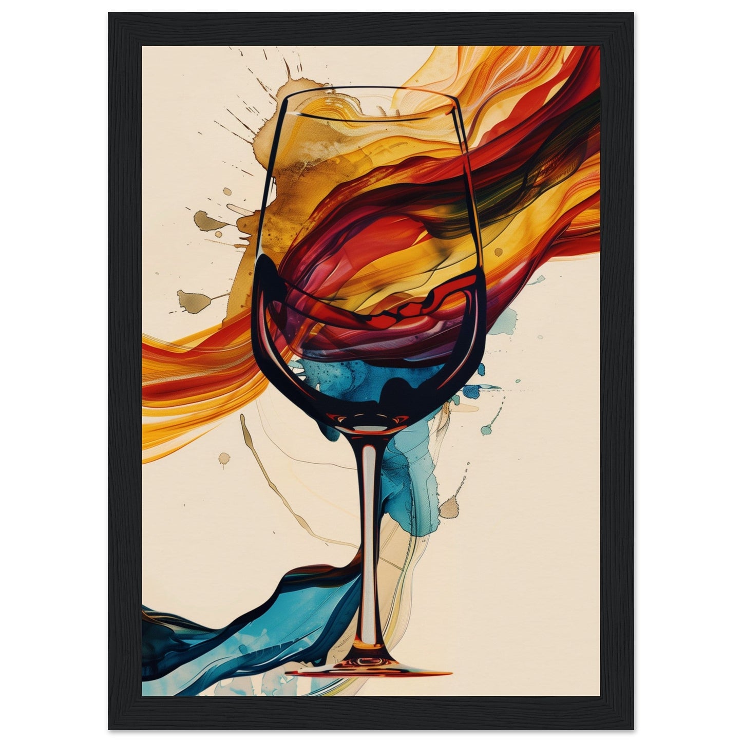 Poster Verre de Vin ( 21x29.7-cm-Bois-noir)