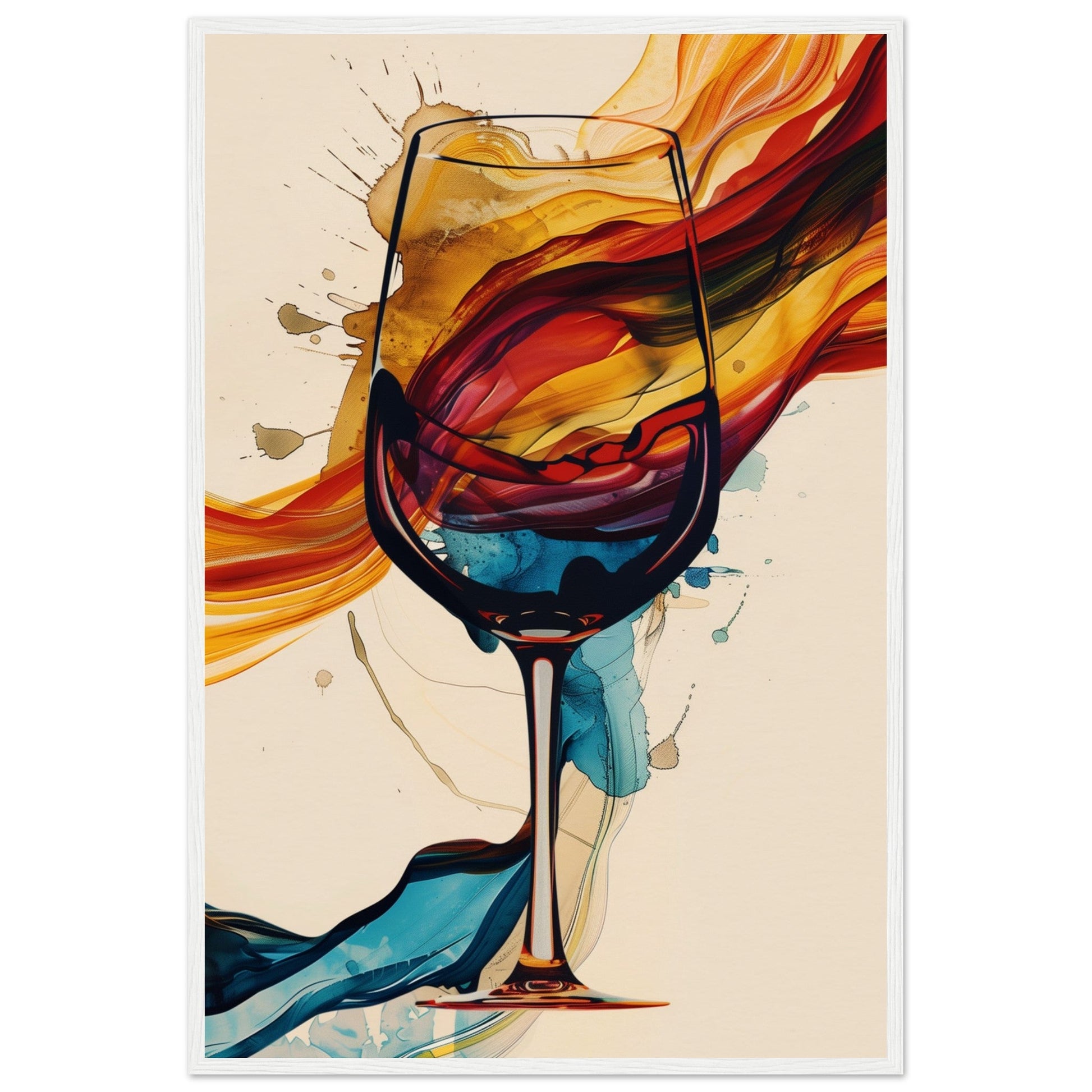 Poster Verre de Vin ( 60x90-cm-Bois-blanc)