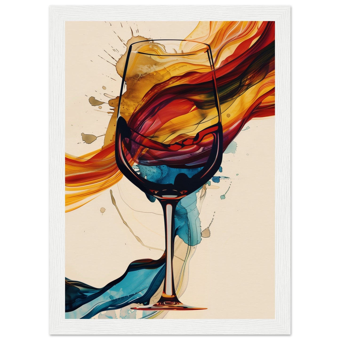 Poster Verre de Vin ( 21x29.7-cm-Bois-blanc)