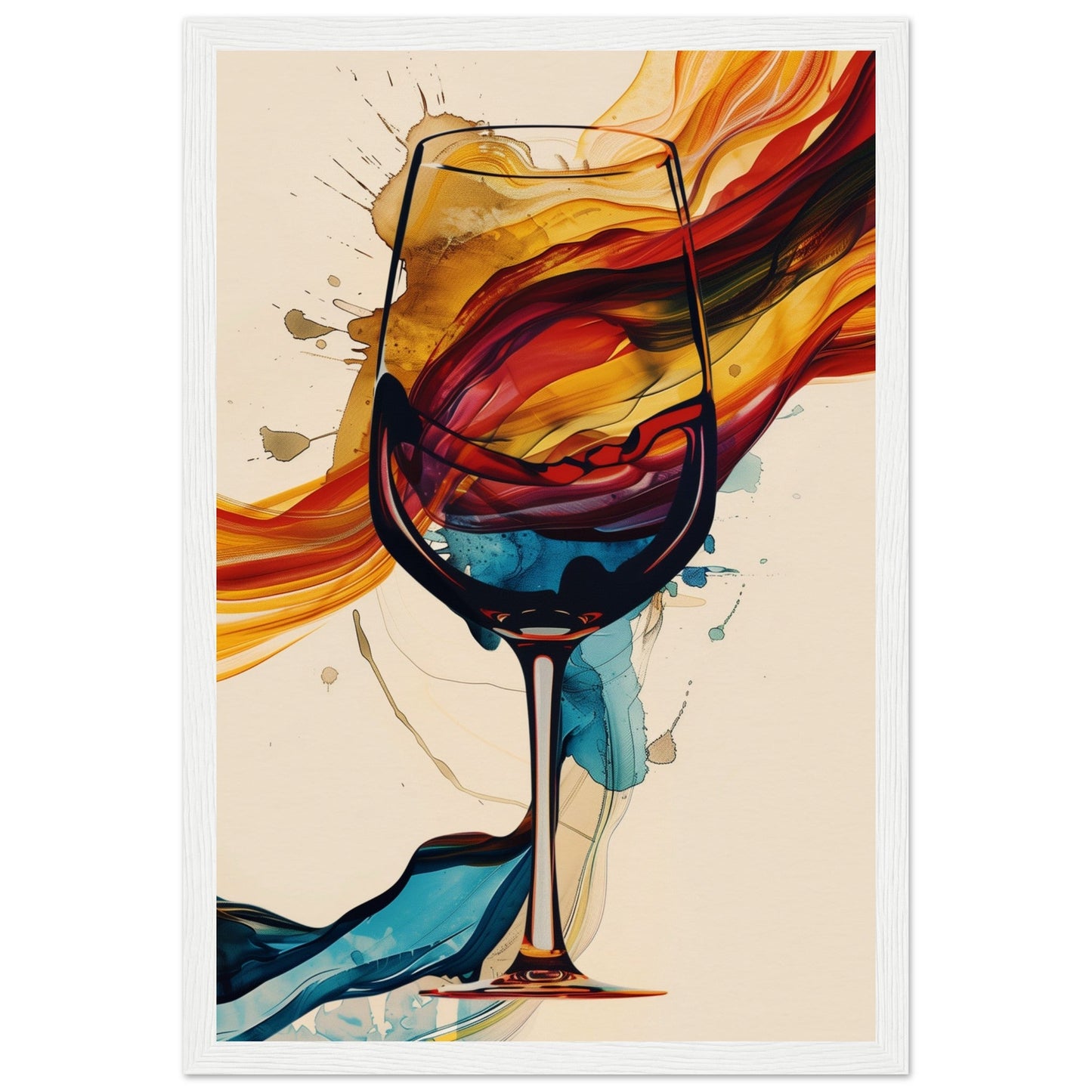 Poster Verre de Vin ( 30x45-cm-Bois-blanc)