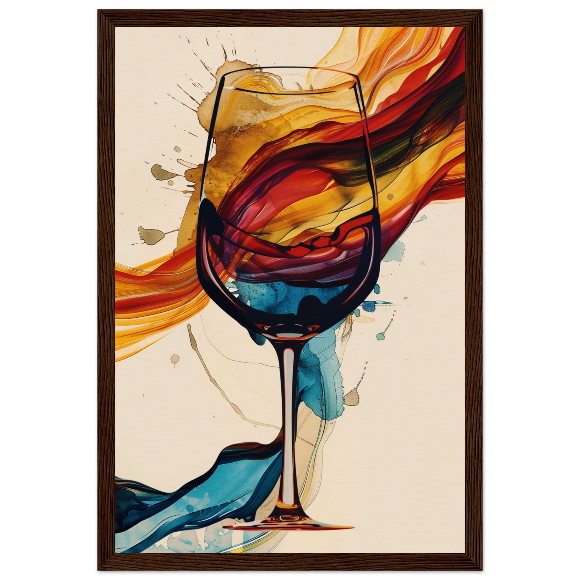 Poster Verre de Vin ( 30x45-cm-Bois-foncé)