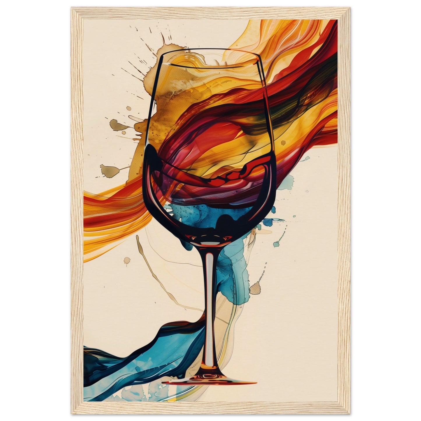 Poster Verre de Vin ( 30x45-cm-Bois-clair)