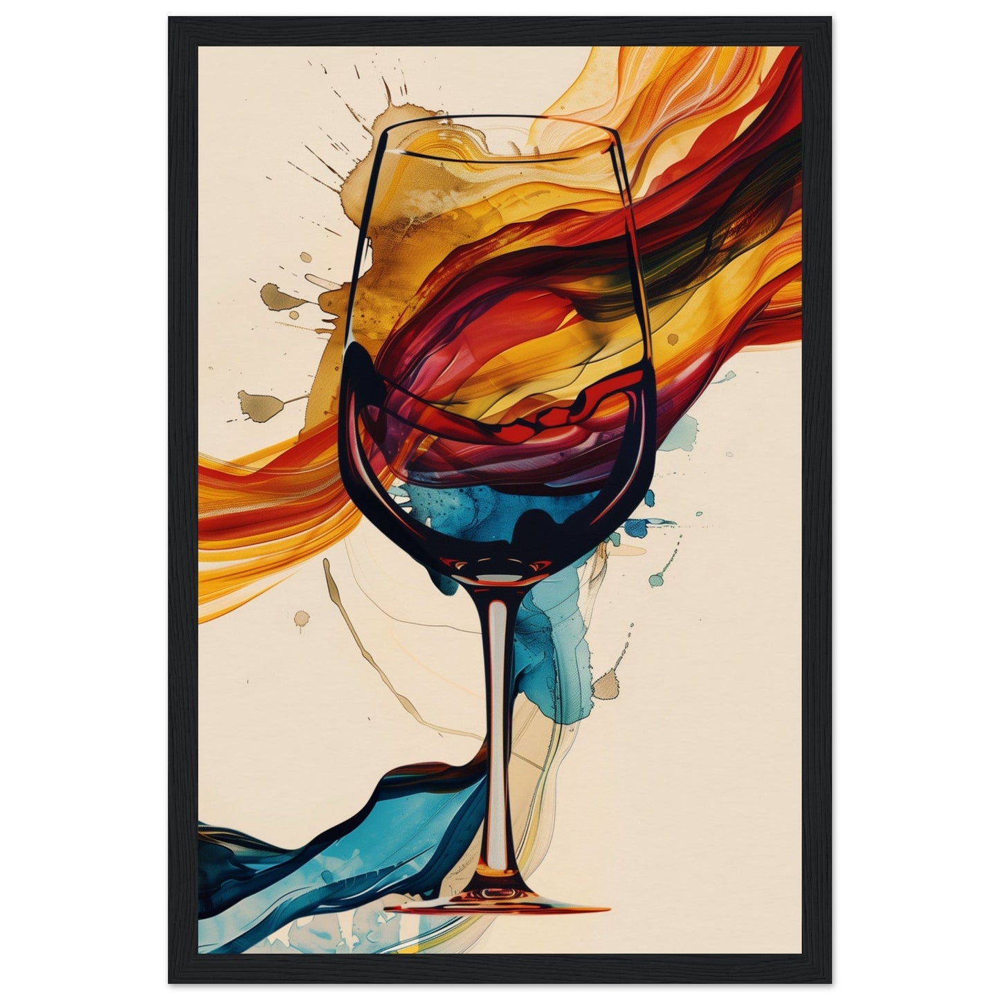 Poster Verre de Vin ( 30x45-cm-Bois-noir)