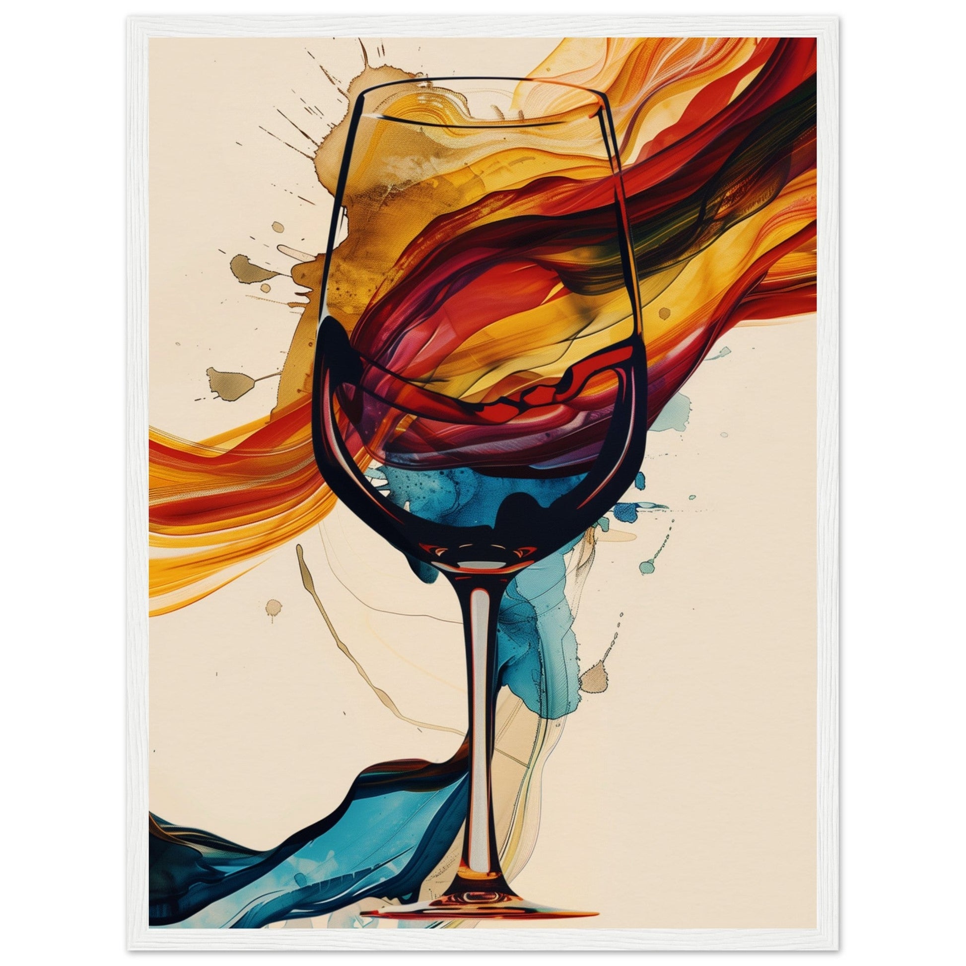 Poster Verre de Vin ( 45x60-cm-Bois-blanc)