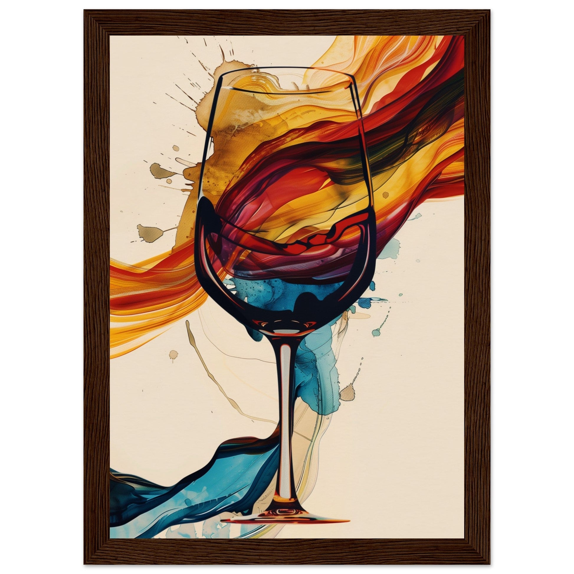 Poster Verre de Vin ( 21x29.7-cm-Bois-foncé)