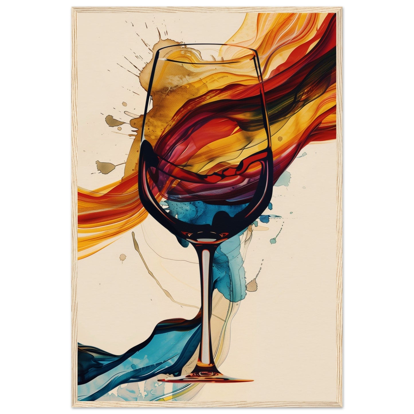 Poster Verre de Vin ( 60x90-cm-Bois-clair)