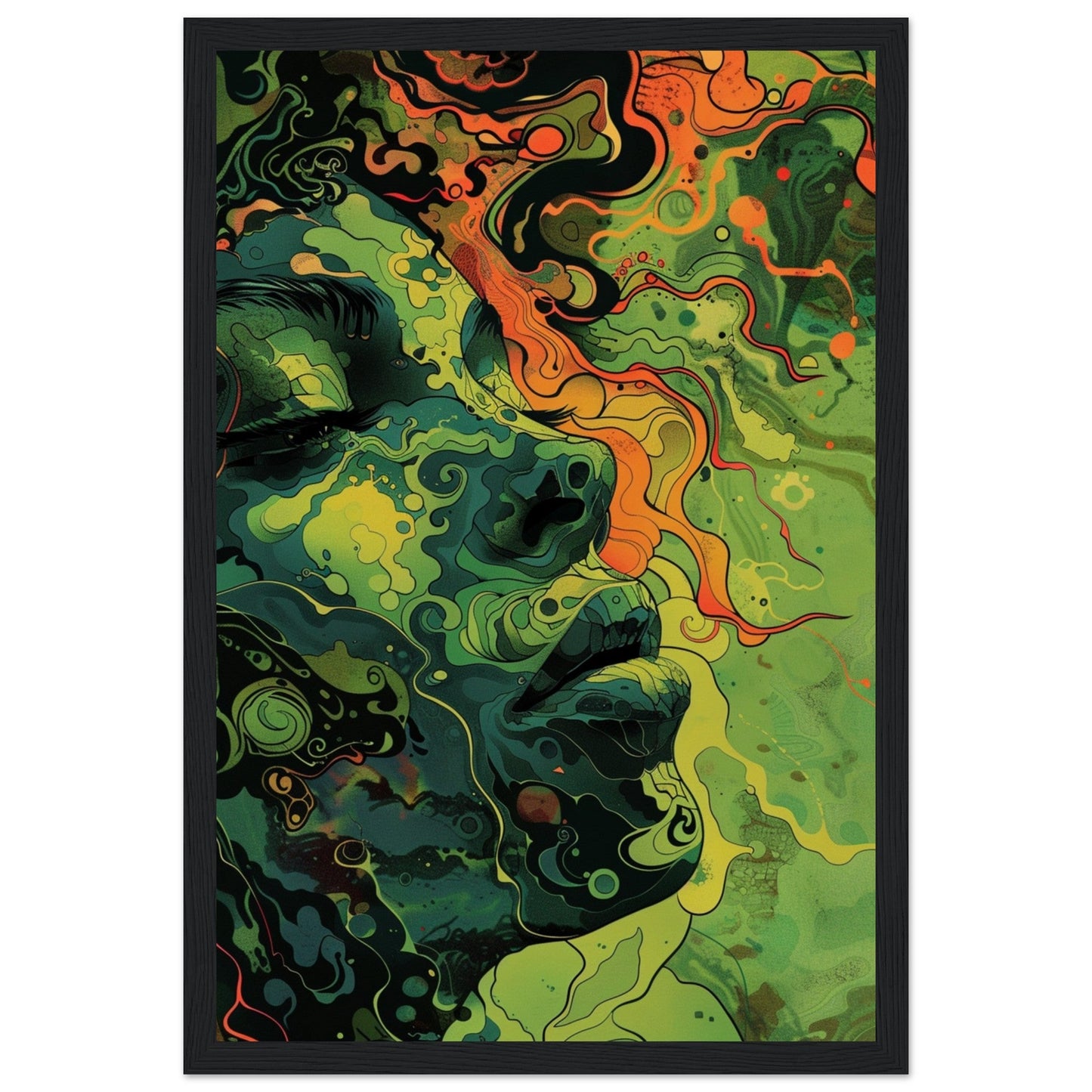 Poster Vert ( 30x45-cm-Bois-noir)