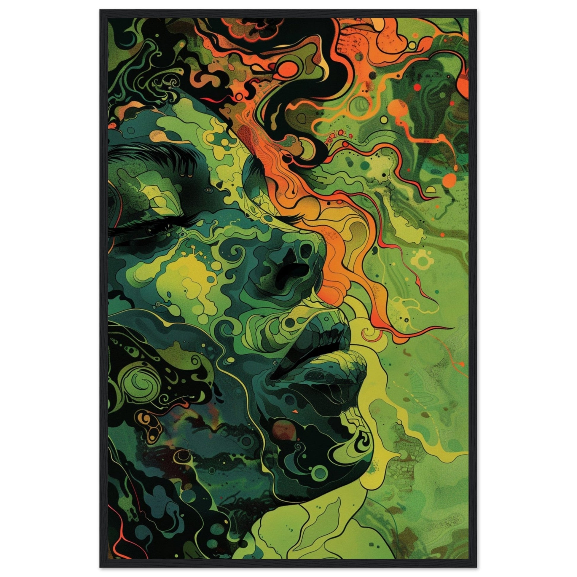 Poster Vert ( 60x90-cm-Bois-noir)