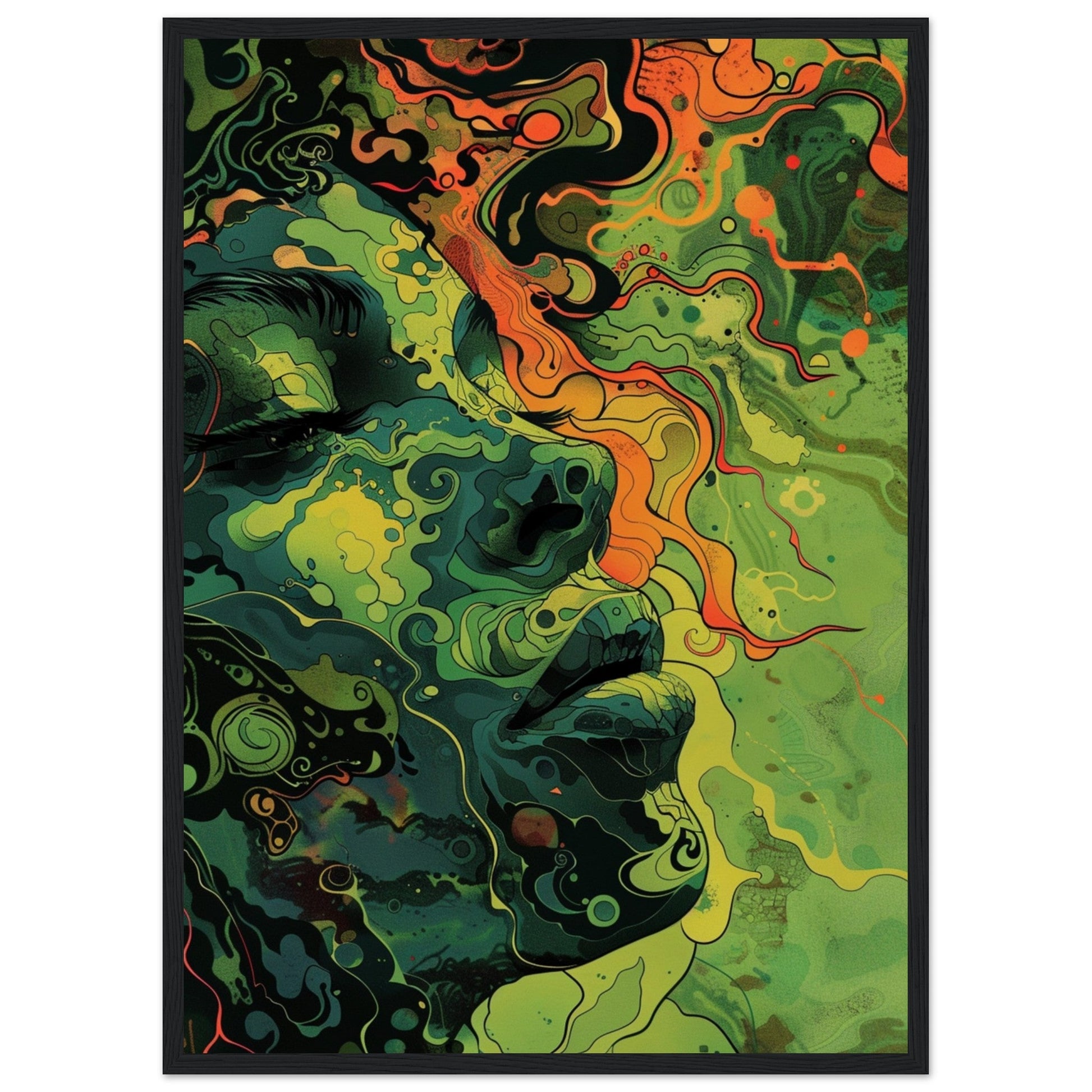 Poster Vert ( 50x70-cm-Bois-noir)