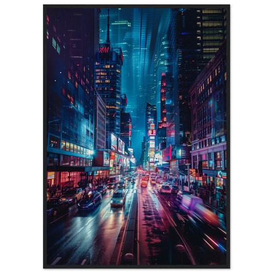 Poster Ville New York ( 70x100-cm-Bois-noir)