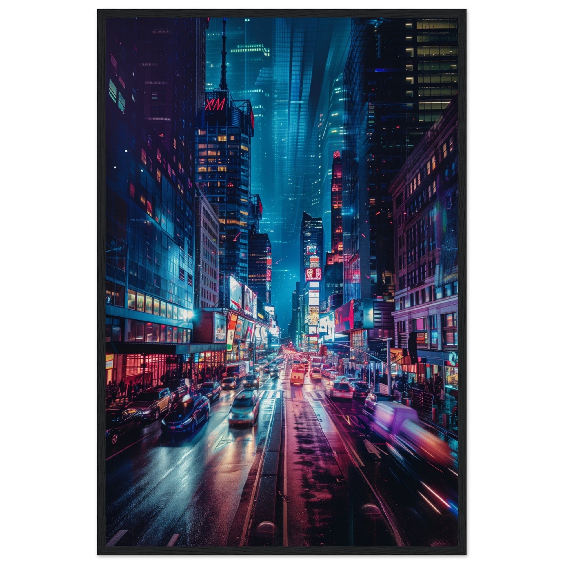 Poster Ville New York ( 60x90-cm-Bois-noir)