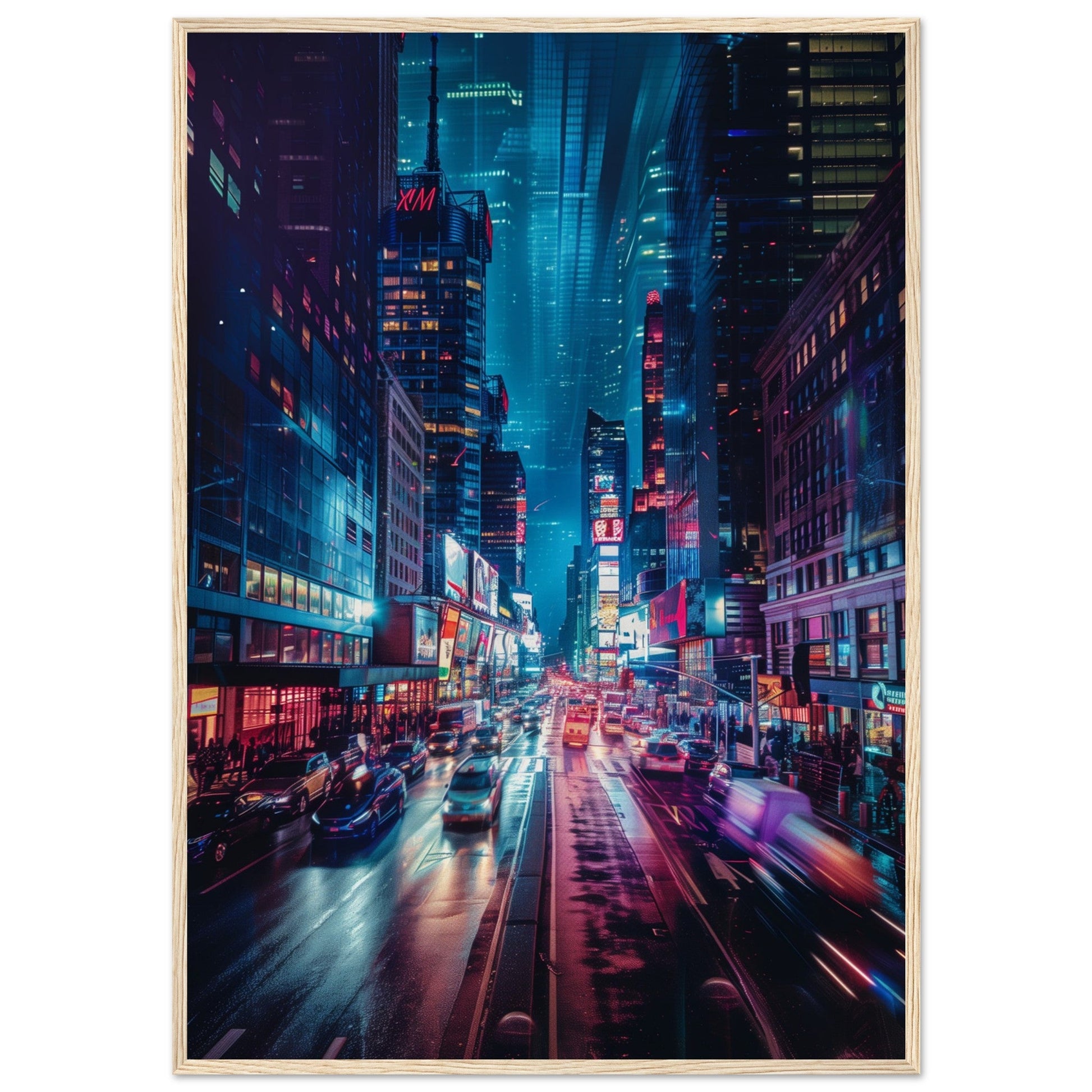 Poster Ville New York ( 70x100-cm-Bois-clair)