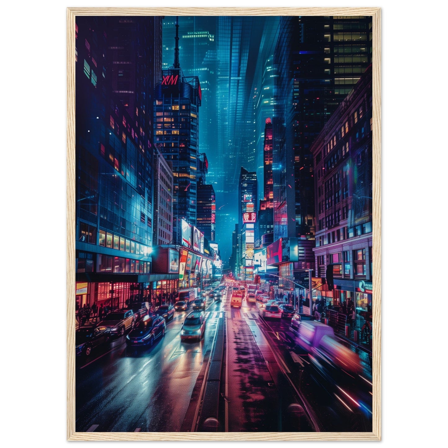 Poster Ville New York ( 50x70-cm-Bois-clair)