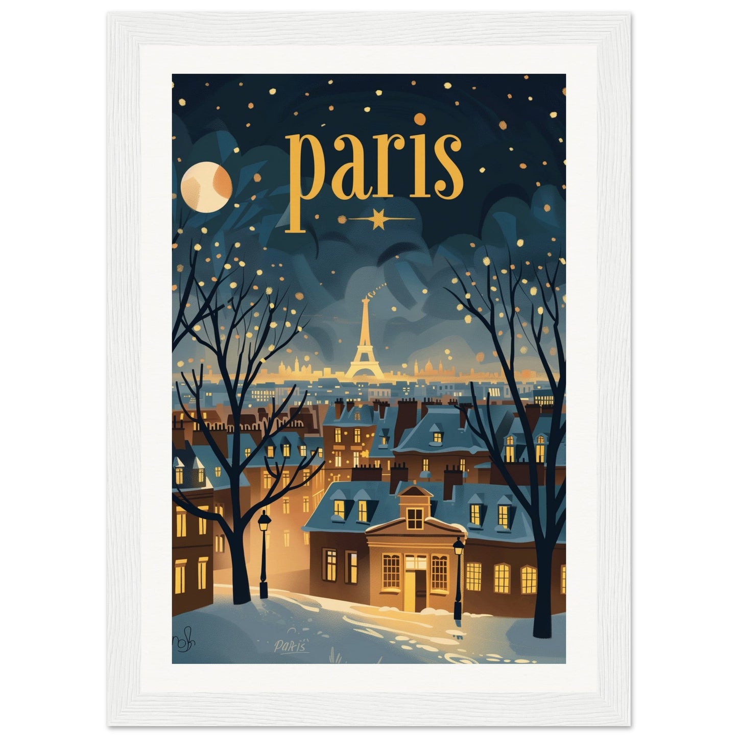 Poster Ville Paris ( 21x29.7-cm-Bois-blanc)