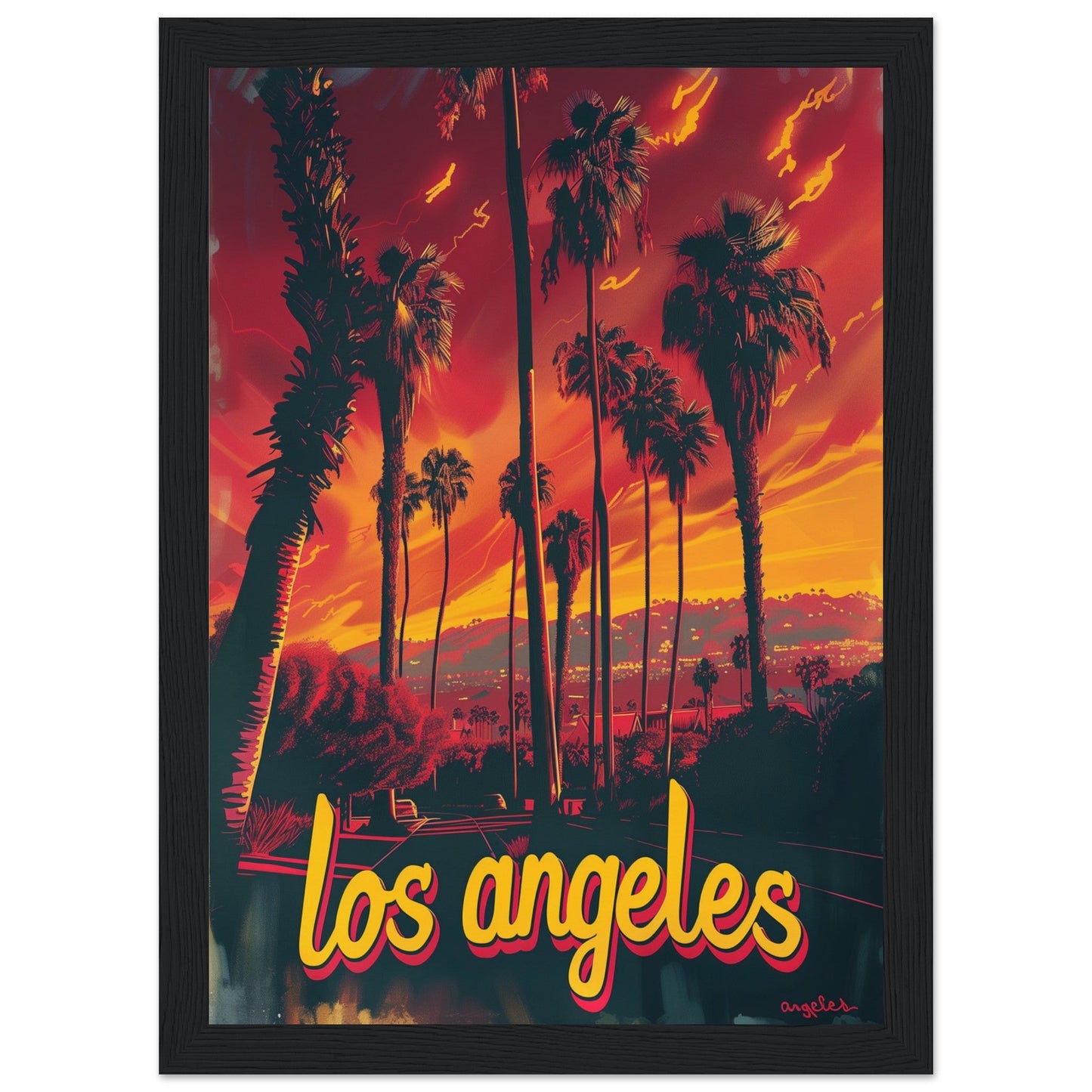 Poster Ville du Monde ( 21x29.7-cm-Bois-noir)