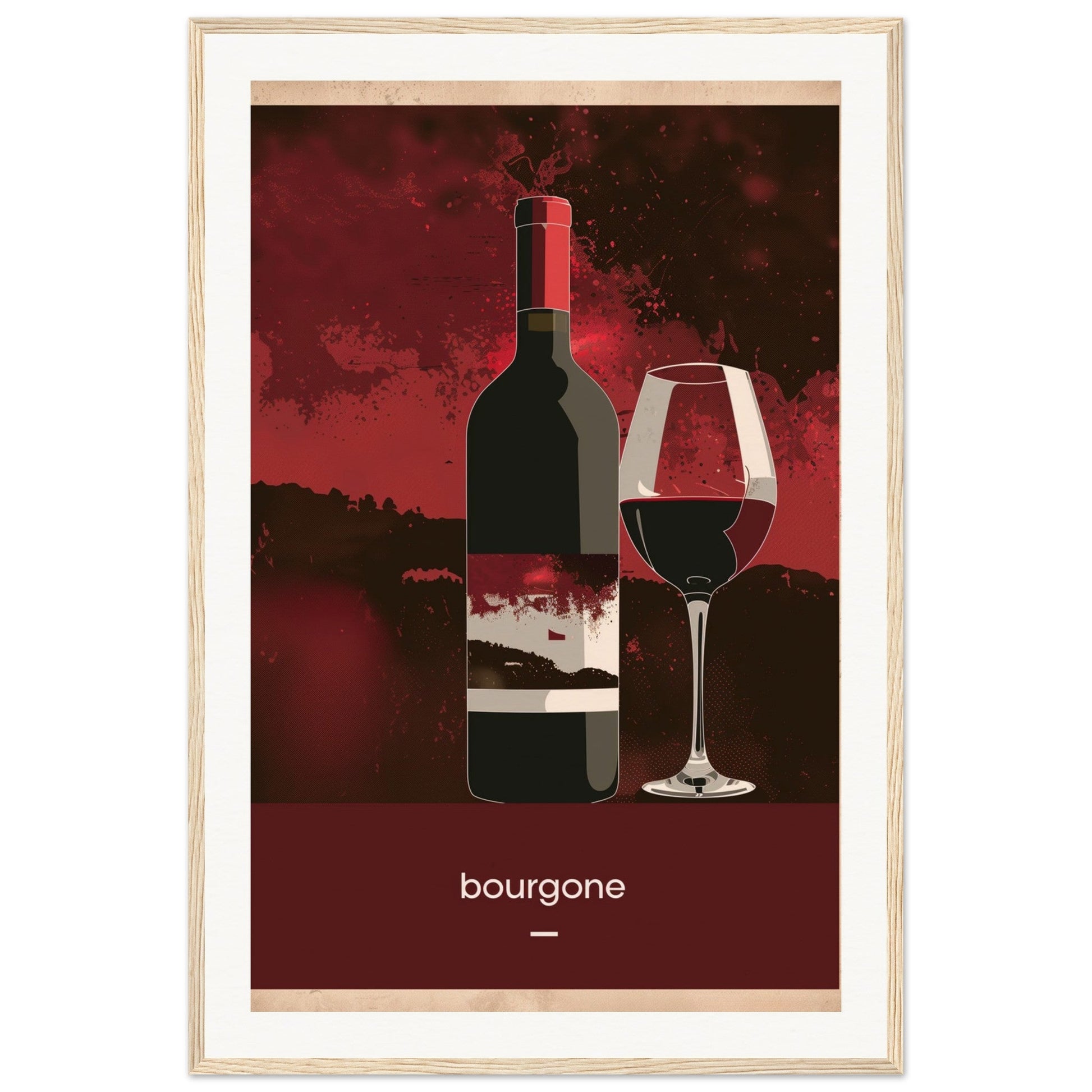 Poster Vin Bourgogne ( 60x90-cm-Bois-clair)