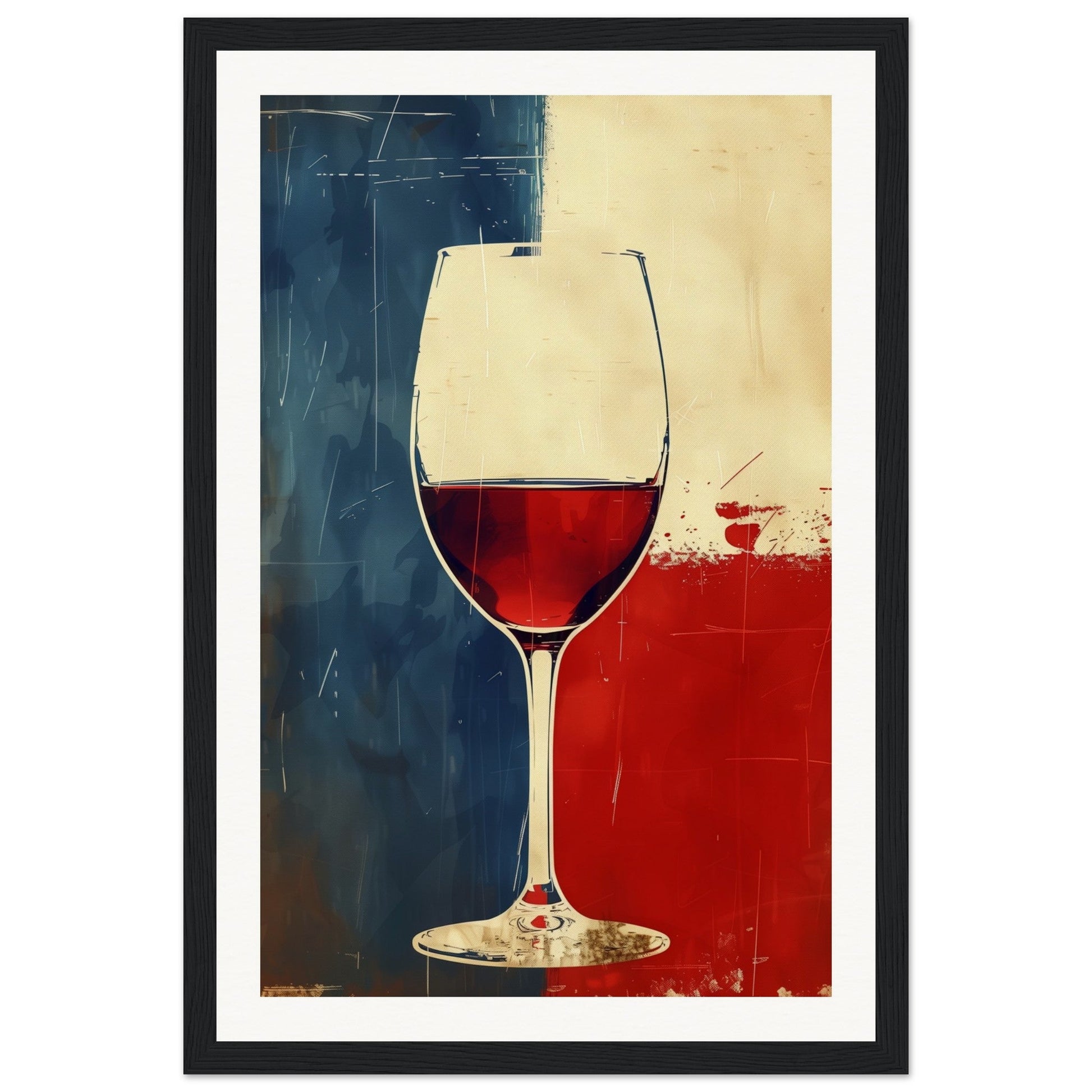 Poster Vin France ( 30x45-cm-Bois-noir)