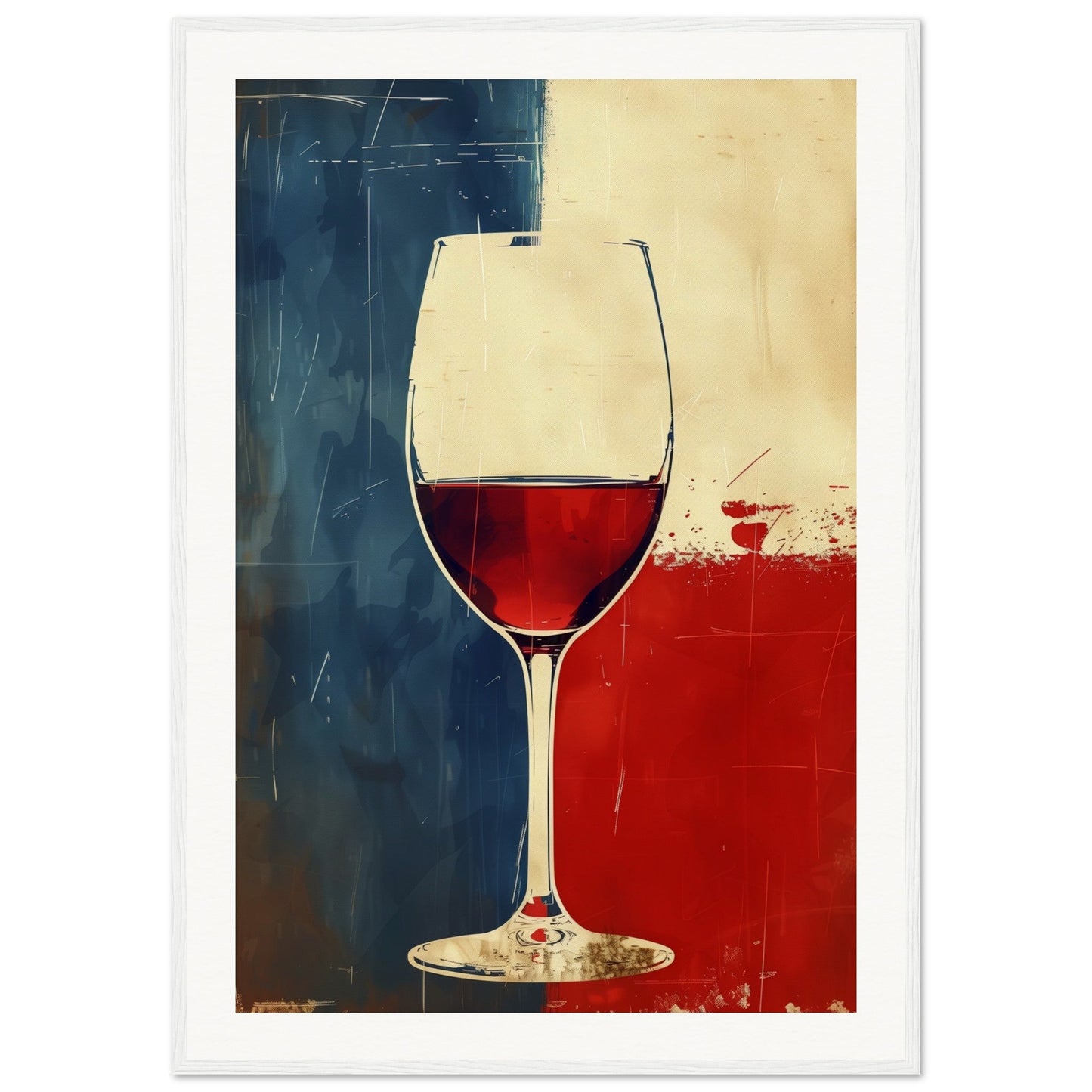 Poster Vin France ( 70x100-cm-Bois-blanc)