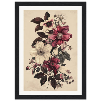 Poster Vintage Flower ( 21x29.7-cm-Bois-noir)