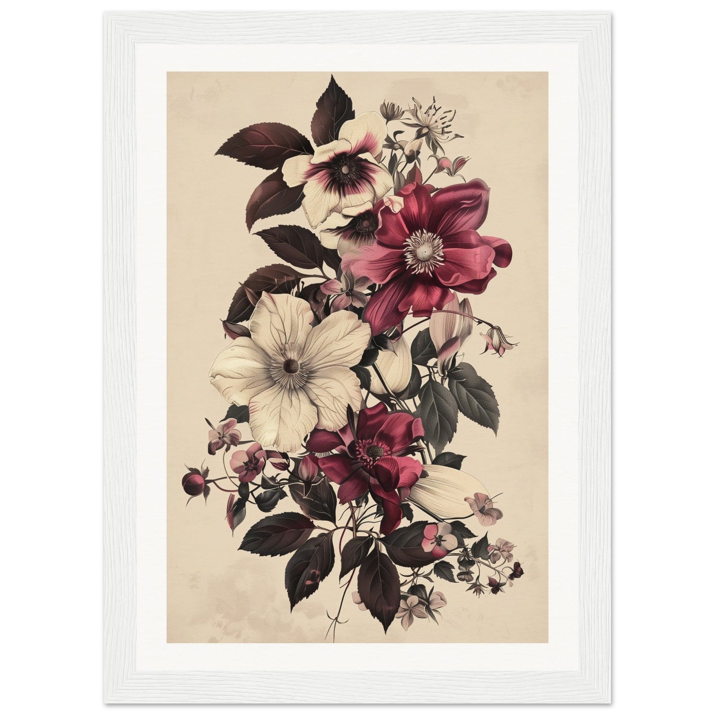 Poster Vintage Flower ( 21x29.7-cm-Bois-blanc)