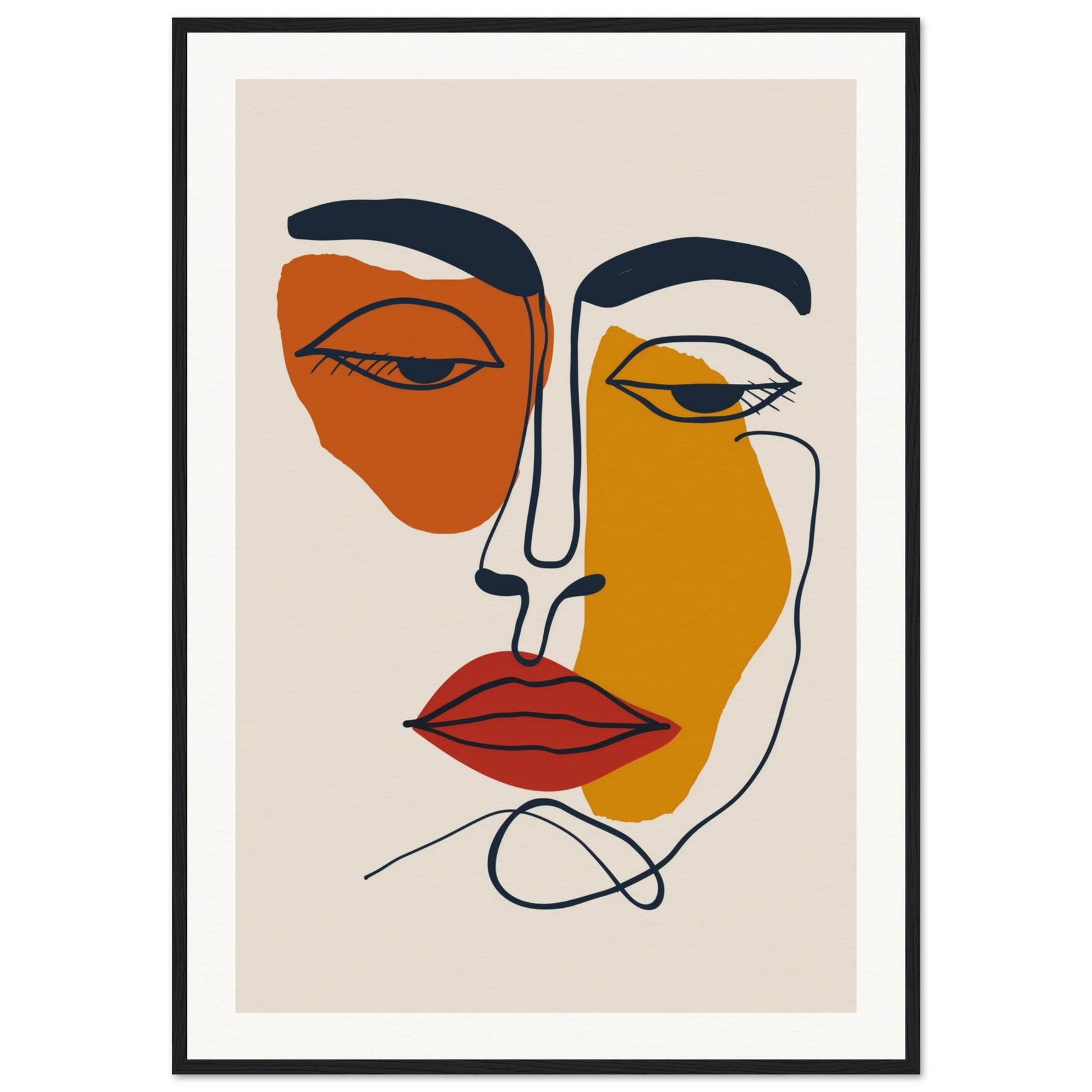 Poster Visage Abstrait ( 70x100-cm-28x40-Cadre-noir)