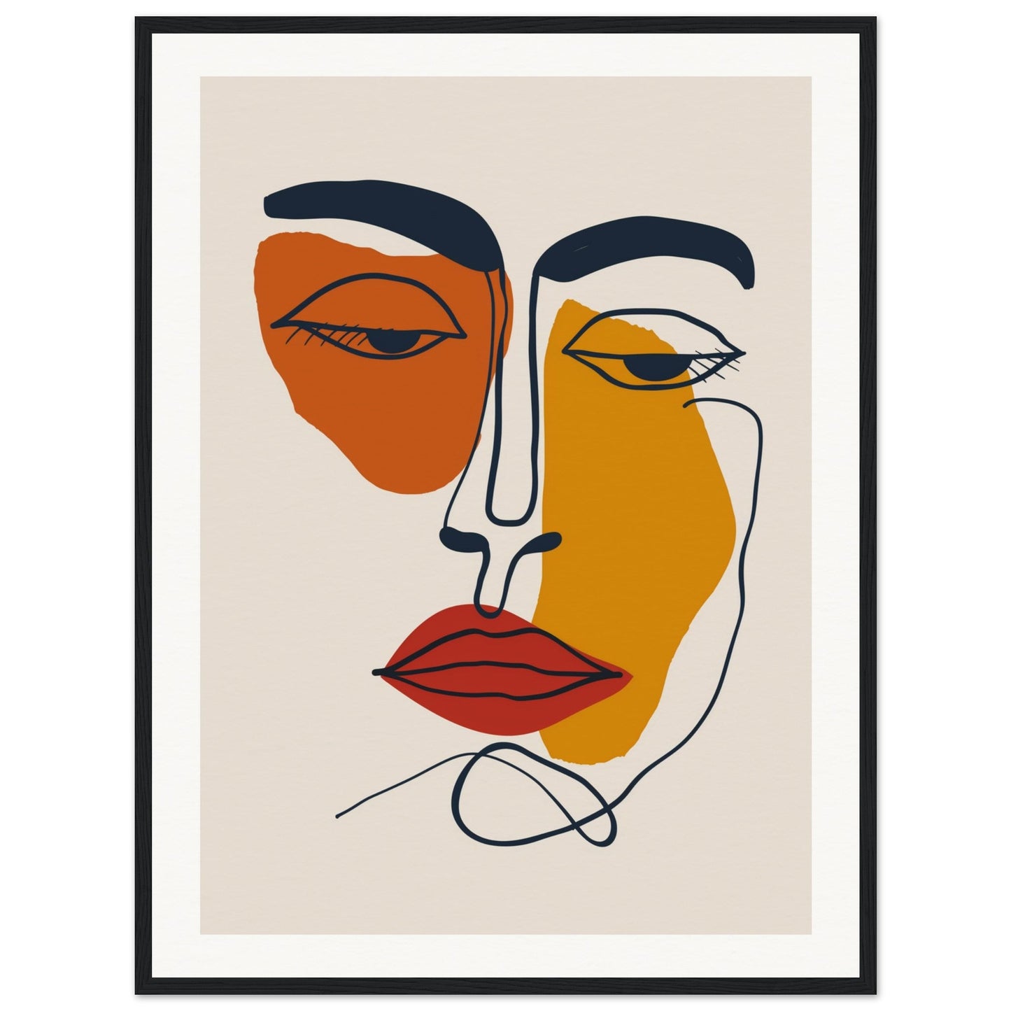 Poster Visage Abstrait ( 60x80-cm-24x32-Cadre-noir)