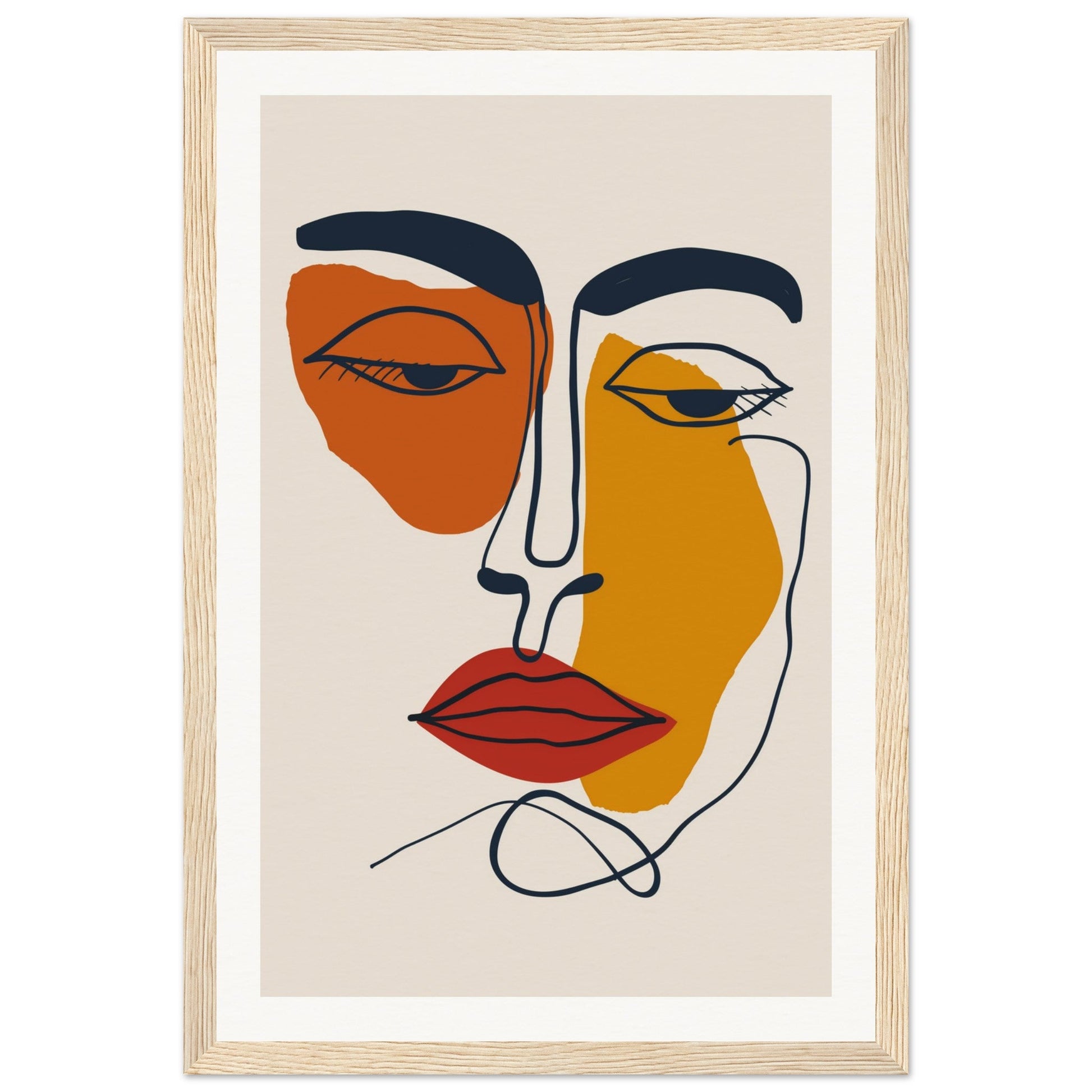 Poster Visage Abstrait ( 30x45-cm-12x18-Cadre-en-bois)