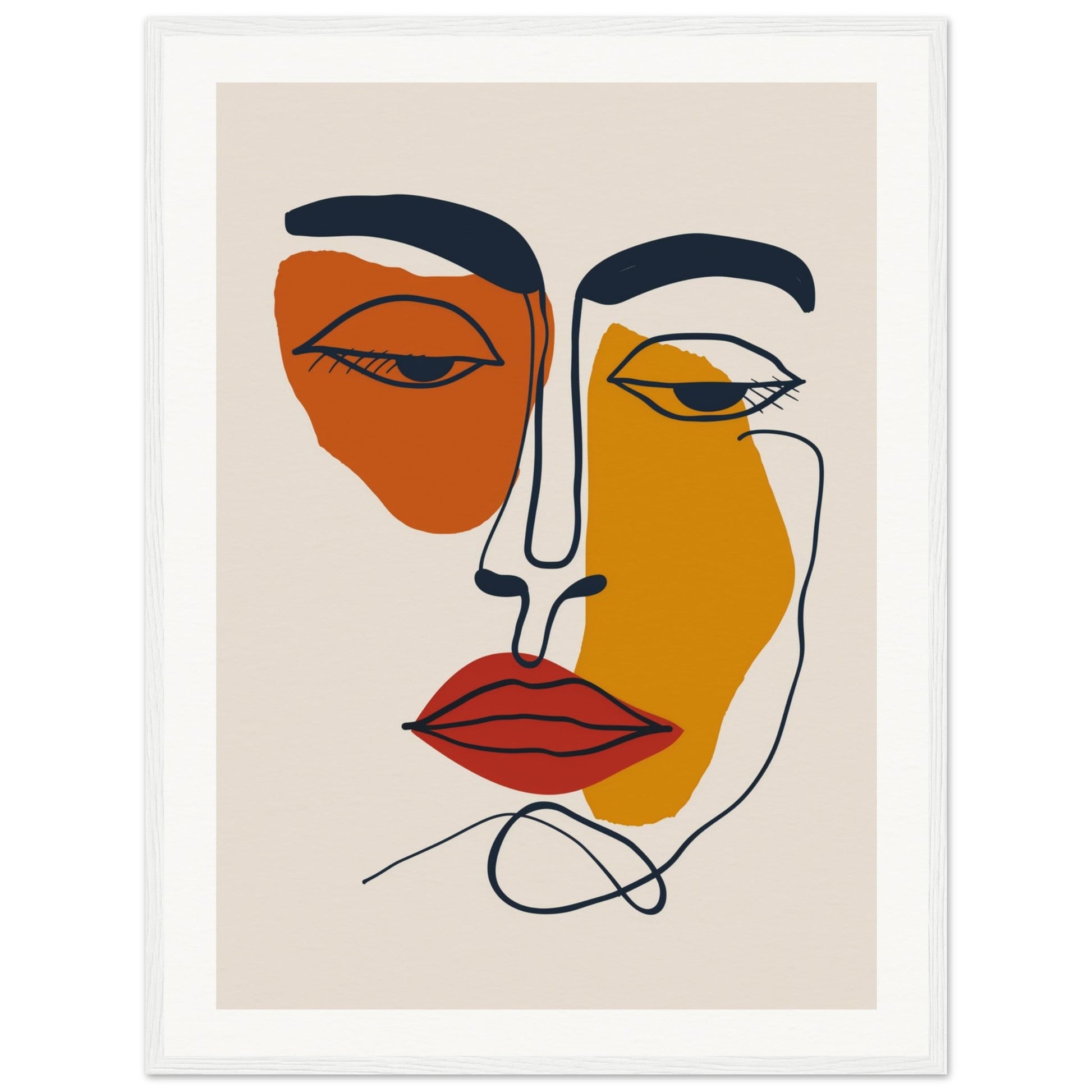 Poster Visage Abstrait ( 60x80-cm-24x32-Cadre-blanc)