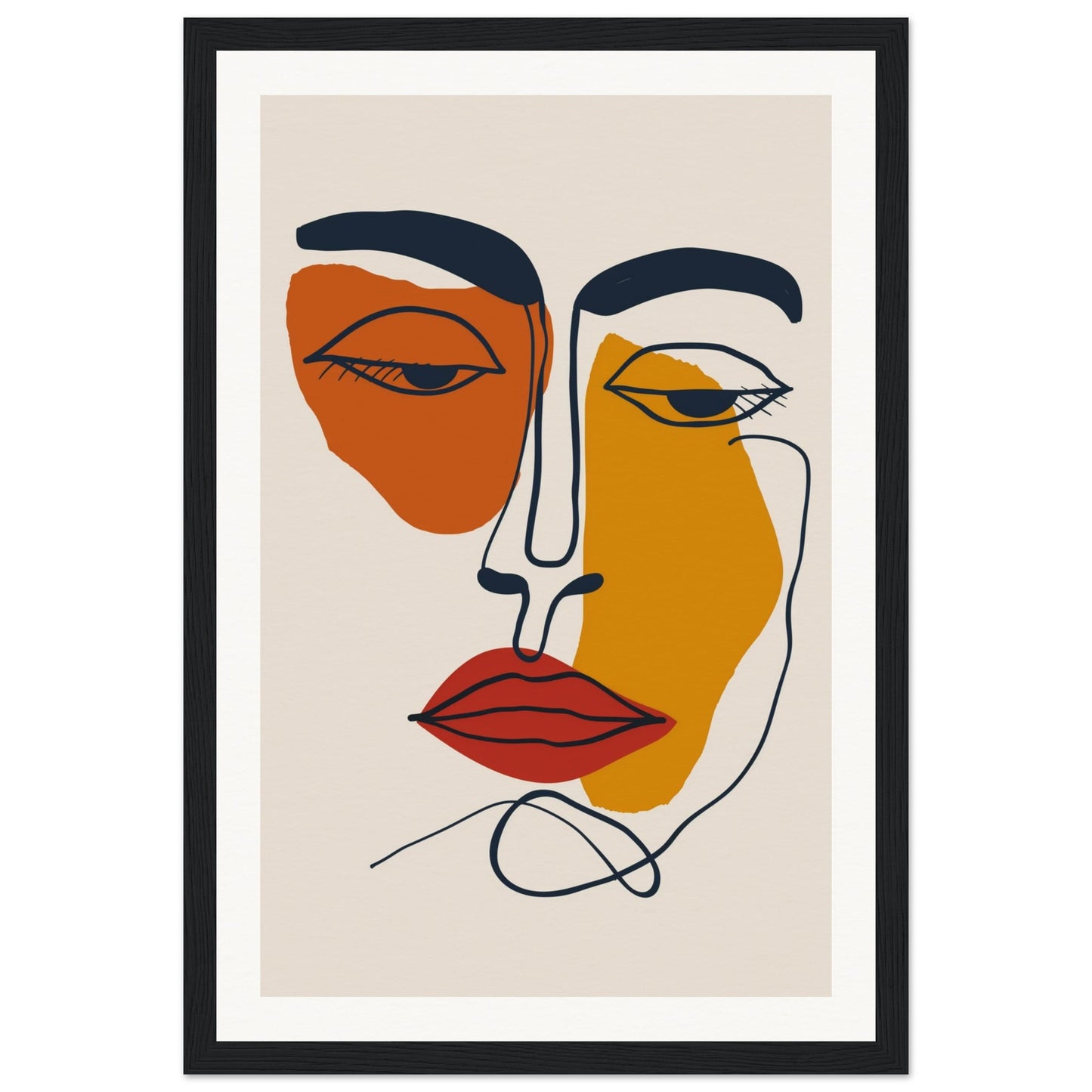 Poster Visage Abstrait ( 30x45-cm-12x18-Cadre-noir)